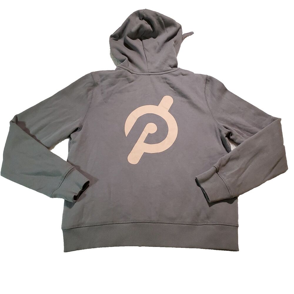 Peloton Hoodie Womens M Gray Full Zip Jacket Pink Logo Stronger Together Workout